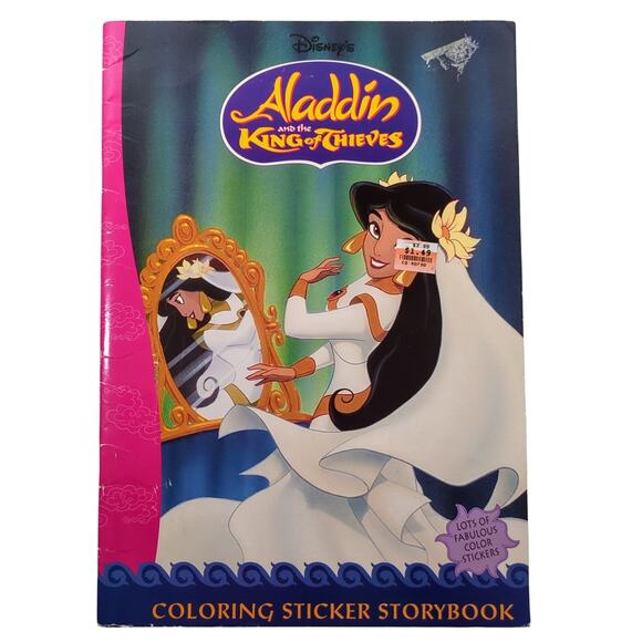 VTG Disney Aladdin King of Thieves Coloring Sticker Story Book New Unused 1996 - Picture 1 of 5
